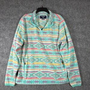 Chubbies‎ Men Large Fleece Quarter Zip Pullover Large Teal Pink Aztec Print